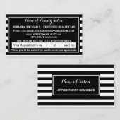 Trendy Zwart Wit Strepen Afspraakherinnering Afsprakenkaartje (Voorkant / Achterkant)