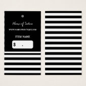 Trendy Zwart Wit Strepen Haarsalon Hang Label Visitekaartjes (Voorkant /achterkant)