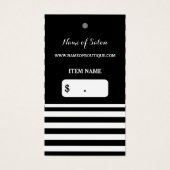 Trendy Zwart Wit Strepen Haarsalon Hang Label Visitekaartjes (Voorkant)
