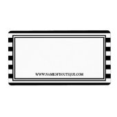 Trendy Zwart Wit Strepen Haarsalon Website Etiket (Voorkant)