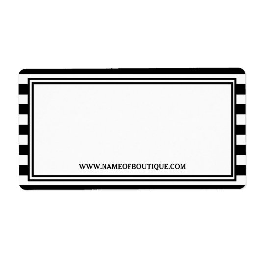 Trendy Zwart Wit Strepen Haarsalon Website Etiket (Voorkant)