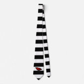 Trendy Zwart Wit Strepen Lippen Stropdas (Voorkant)