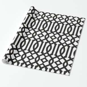 Trendy zwart-wit trellis patroon cadeaupapier