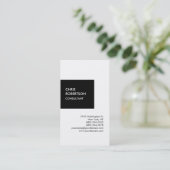 Trendy zwart wit verticaal uniek visitekaartje (Staand voorkant)