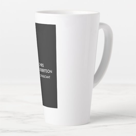 Trendy zwart wit verticaal uniek visitekaartje latte mok (Rechterhoek)