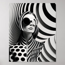 Trendy zwart-wit Vrouw Art Illustration Poster