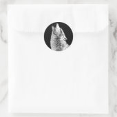 Trendy Zwart Wit Wolf Howling Moon Foto Sticker (Tas)