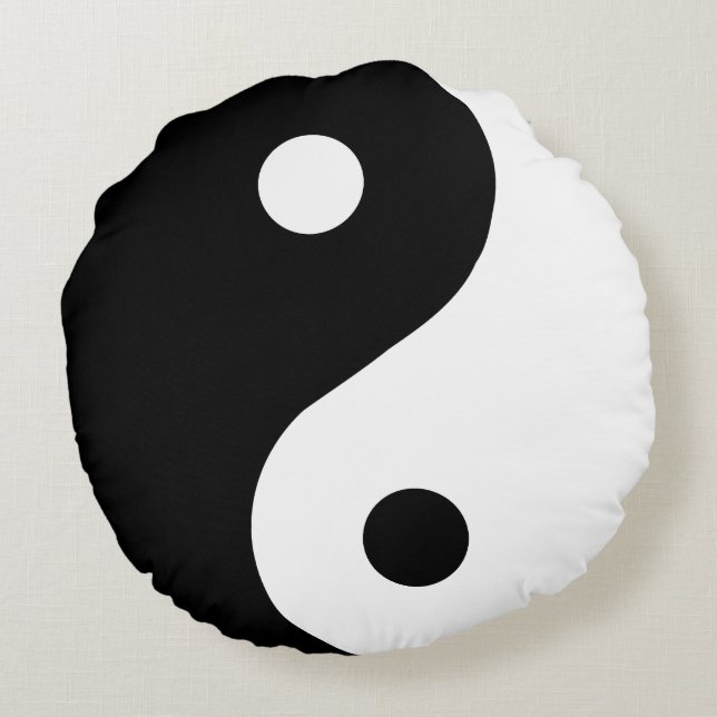 Trendy zwart-wit Ying Yang Pillow Rond Kussen (Achterkant)