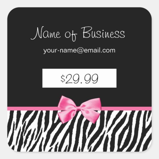 Trendy zwart-wit zebra print prijs Label (Voorkant)