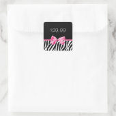 Trendy Zwart-wit Zebra Print Roze Prijs Label (Tas)