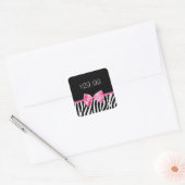 Trendy Zwart-wit Zebra Print Roze Prijs Label (Envelop)