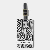 Trendy Zwart Wit Zebra Skin Modern Pattern Bagagelabel (Voorkant verticaal)