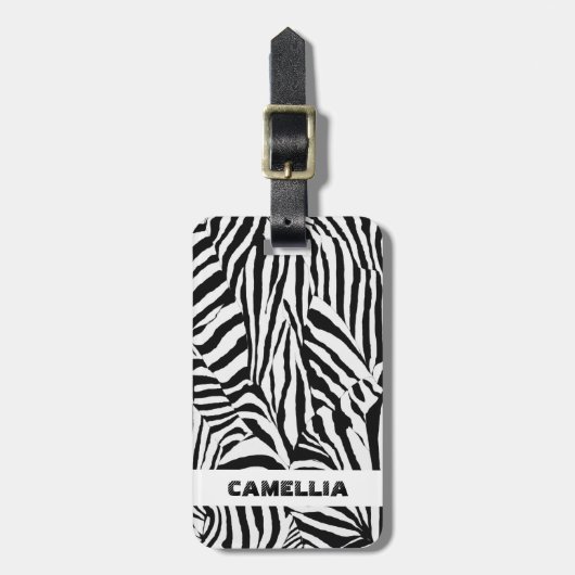 Trendy Zwart Wit Zebra Skin Modern Pattern Bagagelabel (Voorkant verticaal)