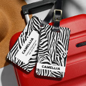 Trendy Zwart Wit Zebra Skin Modern Pattern Bagagelabel