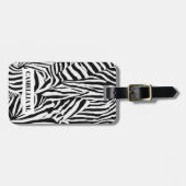 Trendy Zwart Wit Zebra Skin Pattern Custom Bagagelabel (Voorkant horizontaal)