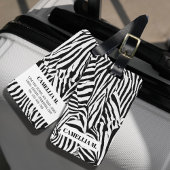 Trendy Zwart Wit Zebra Skin Pattern Custom Bagagelabel