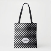 Trendy zwart-witstippen-monogram tote bag (Voorkant)