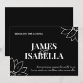 Trendy zwart-witte platte bedankkaart (Voorkant / Achterkant)