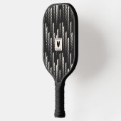Trendy Zwarte Abstracte Geometrische Streep Monogr Pickleball Paddle (Links)
