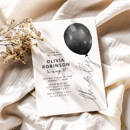 Trendy zwarte ballon 30e verjaardag kaart