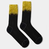 Trendy Zwarte En Gouden Glitter Feest Sokken (Rechts)