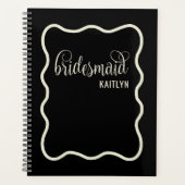 Trendy Zwarte en Natuurlijke Retro Bruidsmeisje  Planner (Voorkant)
