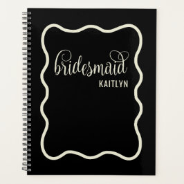Trendy Zwarte en Natuurlijke Retro Bruidsmeisje  Planner