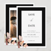 Trendy Zwarte Frame Foto Minimalistische Save The  Kaart (Voorkant / Achterkant)