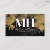 Trendy Zwarte Gouden Monogram Visitekaartje (Voorkant)