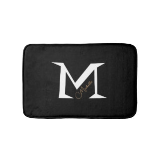 Trendy Zwarte Monogram Voeg Je Naam Toe Eenvoudig Badmat