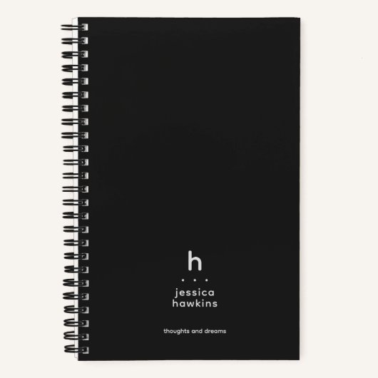 Trendy Zwarte Noir Modern Monogram Notitieboek (Voorkant)