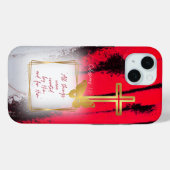 Trendy Zwarte Rode en Witte Gouden Kruis Vlinder Case-Mate iPhone Case (Achterkant (horizontaal))