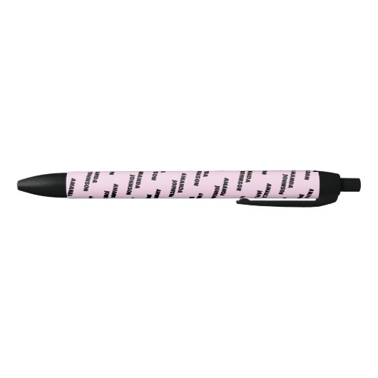 Trendy Zwarte Roze Monogram Script Naam Patroon  Inkt Pen (Bodem)