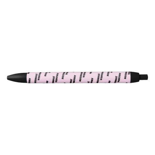 Trendy Zwarte Roze Monogram Script Naam Patroon  Zwarte Inkt Pen (Voorkant)