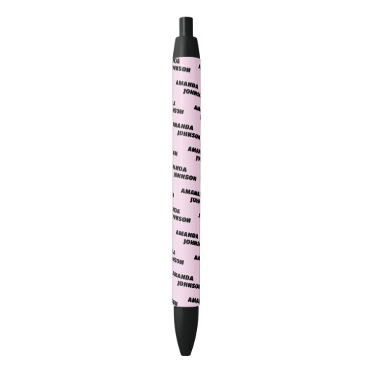 Trendy Zwarte Roze Monogram Script Naam Patroon  Zwarte Inkt Pen (Voorkant Verticaal)