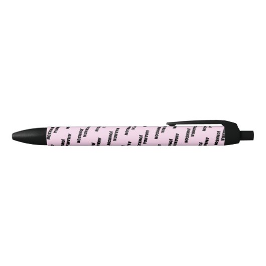 Trendy Zwarte Roze Monogram Script Naam Patroon  Zwarte Inkt Pen (Bovenkant)