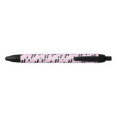 Trendy Zwarte Roze Monogram Script Naam Patroon  Zwarte Inkt Pen (Achterkant)