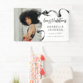 Trendy Zwarte Strik Afstudeerfoto Spandoek (Insitu)