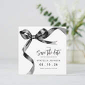 Trendy Zwarte Strik Afstuderen Save The Date (Staand voorkant)