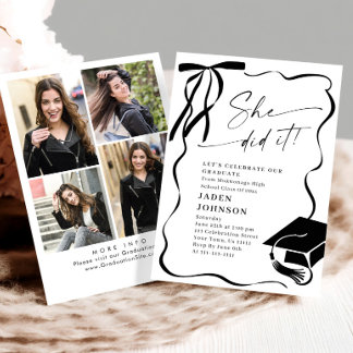 Trendy Zwarte Strik Lint 4 FOTO Afsluitingsfeest Kaart