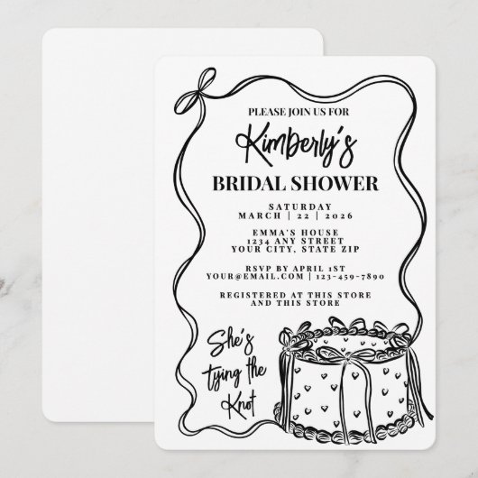 Trendy zwarte strik schoenen binden van de knoop V Kaart (Voorkant / Achterkant)