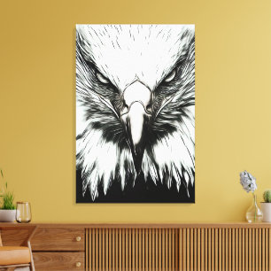 Trendy Zwarte & Witte Adelaar Canvas Afdruk