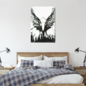 Trendy Zwarte & Witte Adelaar Canvas Afdruk (Insitu (Slaapkamer))
