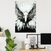 Trendy Zwarte & Witte Adelaar Poster (Thuiskantoor)