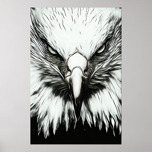 Trendy Zwarte & Witte Adelaar Poster (Voorkant)