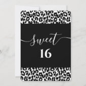 Trendy zwarte witte luipaard, zoet 16 uitnodiging (Achterkant)