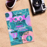 Trendy Zwembad Party Sweet 16 Verjaardag viering Kaart<br><div class="desc">Deze prachtige uitnodiging is speciaal ontworpen om van uw Sweet 16 poolparty een onvergetelijk evenement te maken. Met een stijlvol tintje toont het levendige roze zwemringen en speelse zwembadballen in betoverende tinten van paarse, roze en turquoise. Deze gepersonaliseerde uitnodiging, geplaatst tegen een boeiende achtergrond van zwembadwater, vormt de perfecte toon...</div>