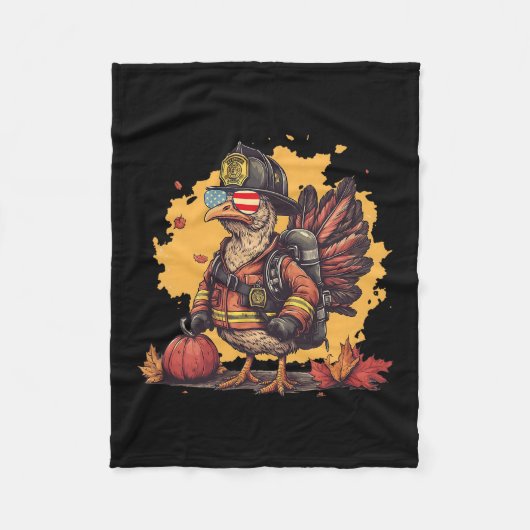 Trendyz Design Heren Thanksgiving Firefighter - Bl Fleece Deken (Voorkant)