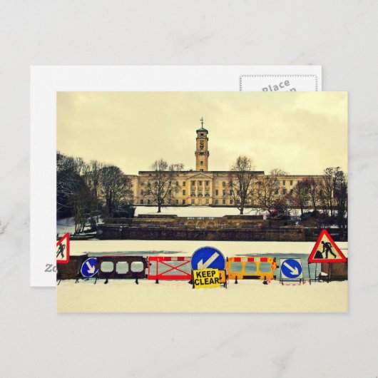 Trent Building , University of Nottingham, Winter Briefkaart (Voorkant / Achterkant)