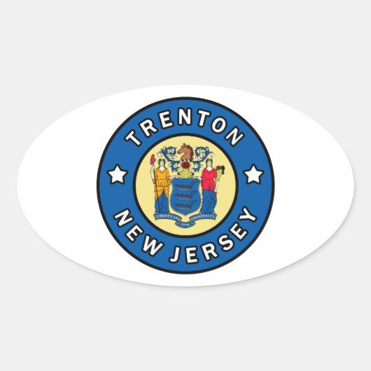 Trenton New Jersey Ovale Sticker (Voorkant)
